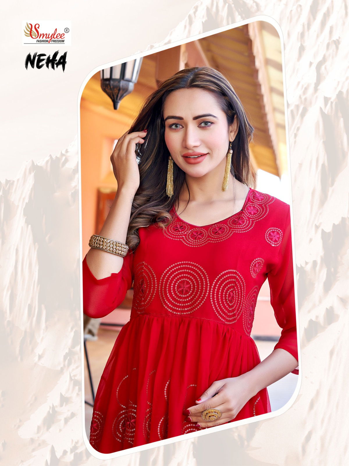 Tung Neha Fancy Designer Wholesale Georgette Embroidery Kurtis